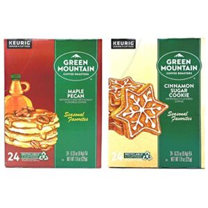 Green Mountain K Cups Seasonal Variety Pack of 2 Flavors – Cinnamon Sugar Cookie and Maple Pecan – Pack of 48 K Cups – 24 K Cups Per Flavor – For Use of Keurig Coffee Makers