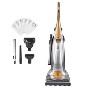 Kenmore BU1017 Lightweight Bagged Upright Beltless Vacuum Cleaner 3-Motor Power Suction with Pet Handi-Mate, Triple HEPA, Telescoping Wand, 5-Position Height Adjustment, 3 Cleaning Tools, Gold