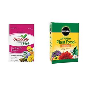 Osmocote 274850 Smart-Release Plant Food Plus Outdoor & Indoor, 8 lbs & Miracle-GRO Water Soluble All Purpose Plant Food, 10 Lb