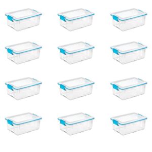 Sterilite Multipurpose 12 Quart Plastic Storage Container Tote Box with Secure Gasket Sealed Latching Lids for Home and Office Organization, (12 Pack)