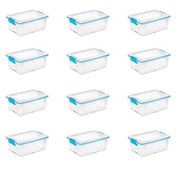 Sterilite Multipurpose 12 Quart Plastic Storage Container Tote Box with Secure Gasket Sealed Latching Lids for Home and Office Organization, (12 Pack) | The Storepaperoomates Retail Market - Fast Affordable Shopping