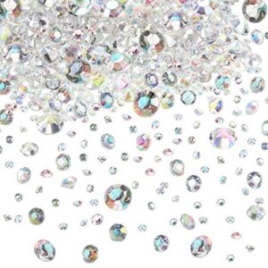 Hicarer 4000 Pieces Table Confetti Wedding Crystals Acrylic Diamonds Rhinestones Vase Fillers Decorations for Birthday Baby Shower Party Tables (Crystal AB, 3 mm, 6 mm and 10 mm)