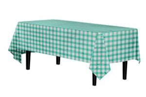12-Pack Printed Teal Gingham Checkerboard plastic tablecloth cover