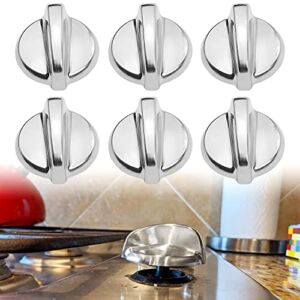 WB03T10325 Burner Control Knob Metal Stove Knobs, for General Electric (GE) A Cook top/Stove/Oven Replace AP5690210 PS3510510 (6 PCS)