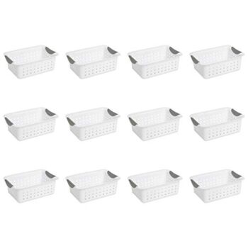 Sterilite 16228012 Small Ultra Basket, White Basket w/ Titanium Inserts, 12-Pack | The Storepaperoomates Retail Market - Fast Affordable Shopping