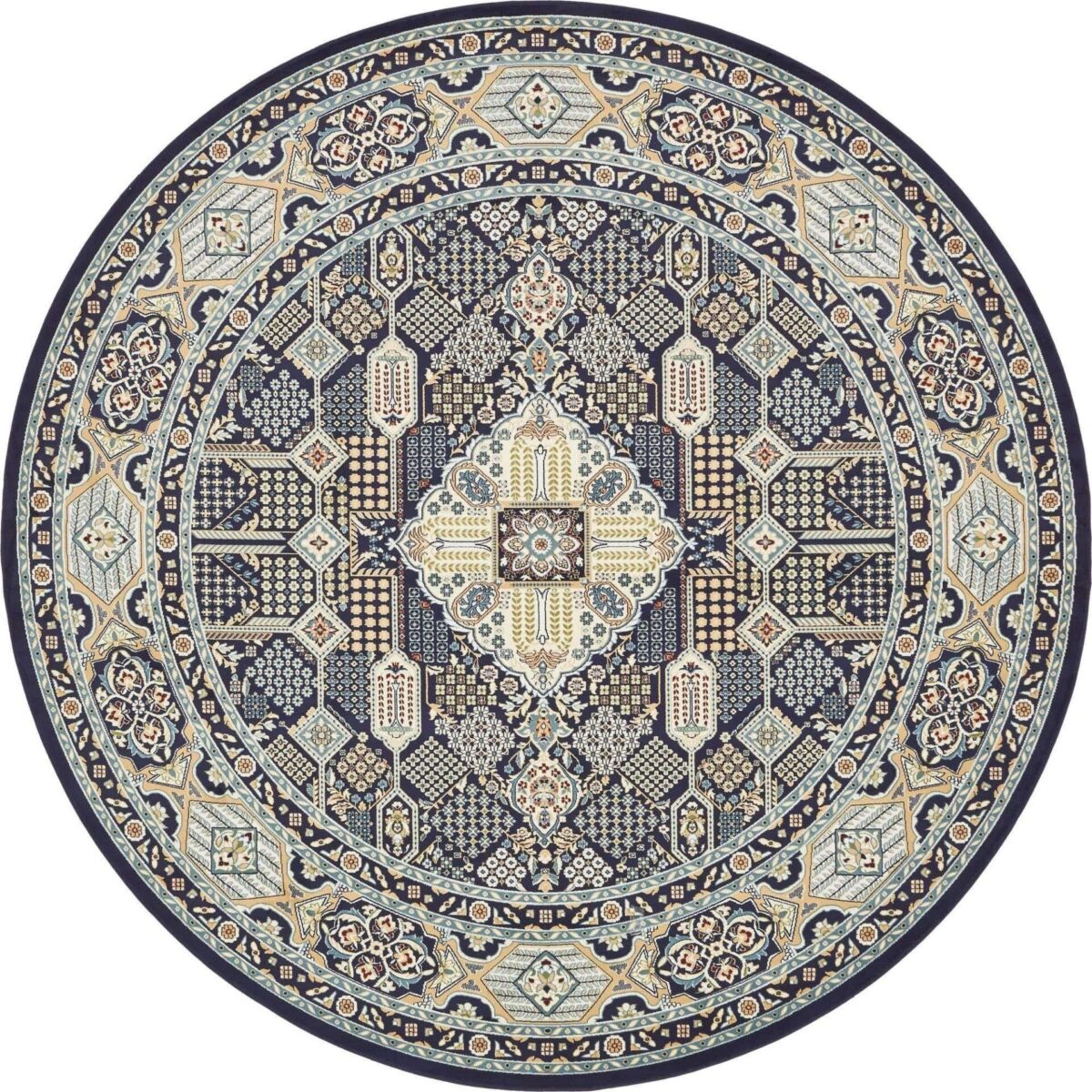 Unique Loom Narenj Collection Classic Traditional Medallion Design Area Rug, 10′ 0″ x 10′ 0″, Navy Blue/Tan | The Storepaperoomates Retail Market - Fast Affordable Shopping