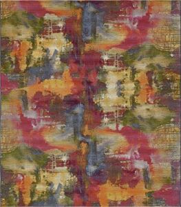 Unique Loom Modern Collection Vintage, Watercolors, Abstract, Distressed, Indoor and Outdoor Area Rug, 10 ft x 12 ft, Multi/Beige