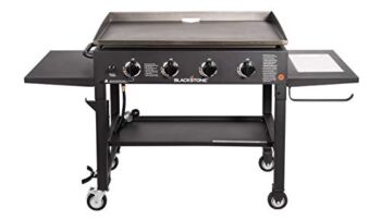 Blackstone 36″ Cooking Station 4 Burner Propane Fuelled Restaurant Grade Professional 36 Inch Outdoor Flat Top Gas Griddle with Built in Cutting Board, Garbage Holder and Side Shelf (1825), Black | The Storepaperoomates Retail Market - Fast Affordable Shopping