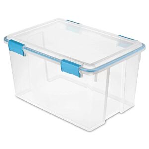 Sterilite 54 Quart Latched Gasket Plastic Storage Container for Home, Kitchen, Office, and Closet Bin Organization with Latching Lid, Clear, 16 Pack