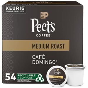 Peet’s Coffee, Medium Roast K-Cup Pods for Keurig Brewers – Café Domingo 54 Count (1 Box of 54 K-Cup Pods) Packaging May Vary