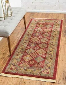 Unique Loom Sahand Collection Traditional Geometric Classic Red Runner Rug (2′ 7 x 6′ 7)