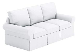 The Heavy Cotton Sofa Cover is 3 Seat Sofa Slipcover Replacement. It Fits Pottery Barn PB Basic Three Seat Sofa (Bright White Basic)