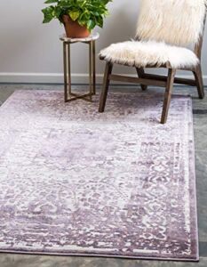 Unique Loom Aberdeen Collection Textured Traditional Vintage Tone Area Rug, 8 ft x 10 ft, Violet/Ivory