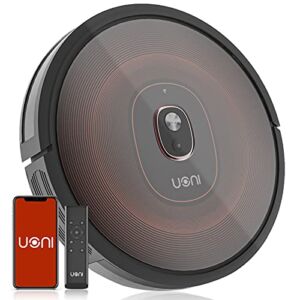 UONI S1 Robot Vacuum Cleaner, Works with Alexa, Quiet, Super-Thin, 2000Pa Strong Suction, Wi-Fi Connected, Self Charging Robotic Vacuum Cleaner, Ideal for Pet Hair, Hard Floors and Carpets(Black)
