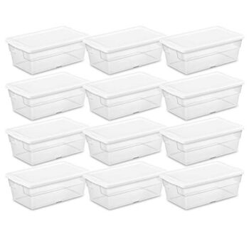 Sterilite 16428012 6 Quart/5.7 Liter Storage Box, White Lid with Clear Base (Pack of 12) | The Storepaperoomates Retail Market - Fast Affordable Shopping
