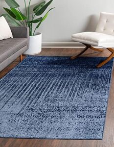 Unique Loom Del Mar Collection Area Rug-Transitional Inspired with Modern Contemporary Design, Rectangular 9′ 0″ x 12′ 2″, Blue/Navy Blue
