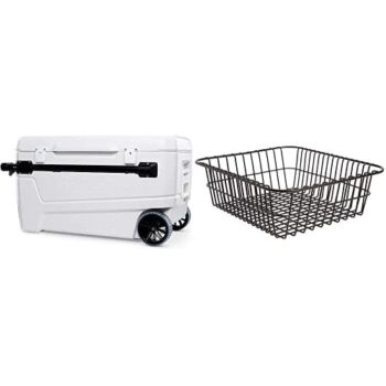 Igloo 110 Qt Glide Pro Portable Large Ice Chest Wheeled Cooler & Wire Basket for 90 Qt Rotomold Coolers, Black (20166) | The Storepaperoomates Retail Market - Fast Affordable Shopping