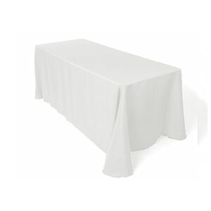 New Creations Fabric & Foam Inc, 90″ Wide x 108″ Long Rectangular SEAMLESS Polyester Poplin Tablecloth With Rounded Corners, White