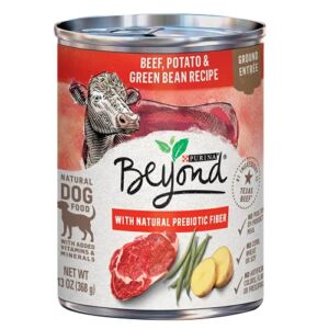 Purina Beyond Natural Wet Dog Food Pate, Grain Free Beef, Potato & Green Bean Recipe Ground Entree – (12) 13 oz. Cans