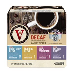 Victor Allen’s Coffee Decaf Variety Pack, Light-Medium Roasts, 54 Count, Single Serve Coffee Pods for Keurig K-Cup Brewers