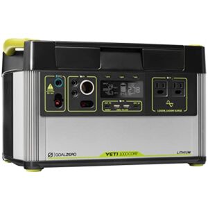 Goal Zero Yeti 1000 Core Portable Power Station, 1,000 W, Solar-Powered Generator (Solar Panel Not Included), USB-A/USB-C Ports and AC Outlets, Power for Camping and Tailgating, Emergency Power