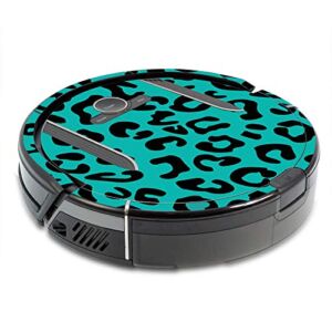 MightySkins Skin Compatible with Shark Ion Robot R85 Vacuum Minimum Coverage – Teal Leopard | Protective, Durable, and Unique Vinyl wrap Cover | Easy to Apply, Remove | Made in The USA