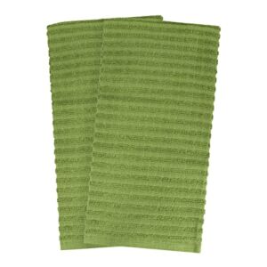 Ritz Royale Collection 100% Combed Terry Cotton, Highly Absorbent, Oversized, Kitchen Towel Set, 28″ x 18″, 2-Pack, Solid Cactus Green