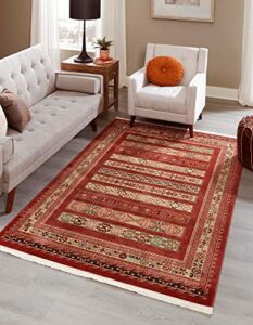 Unique Loom Fars Collection Modern Classic Tribal Inspired Design with Border Area Rug, Rectangular 3′ 3″ x 5′ 3″, Rust Red/Black