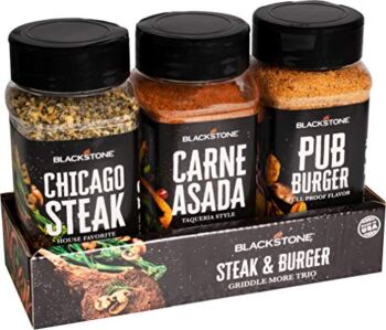 Blackstone 4128 Griddle More Trio Steak & Burger Seasoning Mix for Meat, Hamburgers, Chicken, Poultry, Beef, Pork Rub – All Purpose BBQ Grilling Spices Gift Set, Black, Each 8.7 oz Bottle | The Storepaperoomates Retail Market - Fast Affordable Shopping