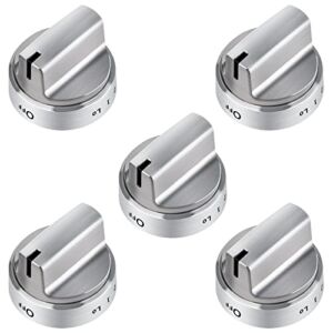 WB03X24818 Gas Stove Knobs Stainless Steel Look Plastic Range Burner Control Knobs, Compatible for GE Range Gas Stove Knob, Replacements PS11729081(5packs)