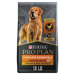 Purina Pro Plan High Protein Dog Food With Probiotics for Dogs, Shredded Blend Chicken & Rice Formula – 18 lb. Bag