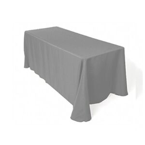Runner Linens Factory Rectangular Polyester Tablecloth 90×132 Inches (Gray)