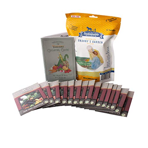 Grannys Garden Heirloom Vegetable Seed Collection – 15 Varieties Non-GMO Heirloom Beet Carrot Cucumber Basil Kale Lettuce Melon Onion Pea Pepper Squash and Tomato Seeds by Sustainable Seed Company | The Storepaperoomates Retail Market - Fast Affordable Shopping
