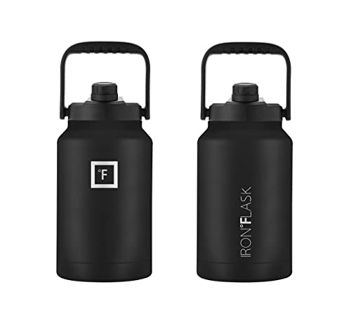 IRON °FLASK Sports Water Bottle – 128 Oz/One Gallon, 2 Lids, Straw and Spout, Leak Proof, Vacuum Insulated Stainless Steel, Hot Cold, Double Walled, Simple Thermo Mug, Metal Canteen Jug Growler | The Storepaperoomates Retail Market - Fast Affordable Shopping