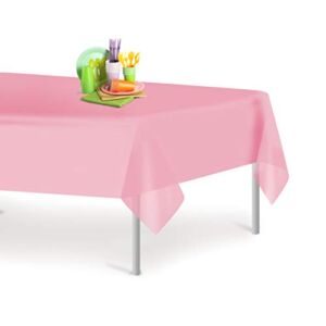 Pink 6 Pack Premium Disposable Plastic Tablecloth 54 Inch. x 108 Inch. Rectangle Table Cover By Grandipity