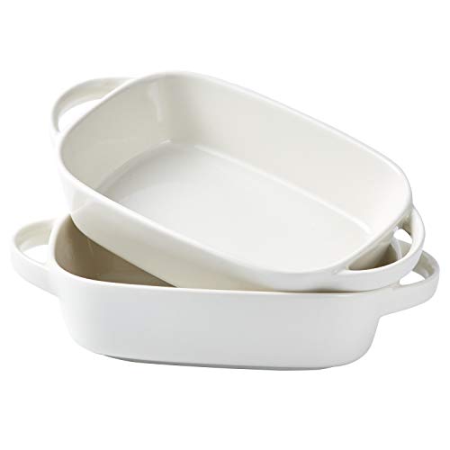 Bruntmor 10.5″x 6″ Rectangular Porcelain Deep Dish Pie Pan Set of 2, Cute Porcelain Pie Pan, Porcelain Pie Plate For Baking, Porcelain Pie Baking Dish for Thanksgiving and Christmas Dinner | The Storepaperoomates Retail Market - Fast Affordable Shopping