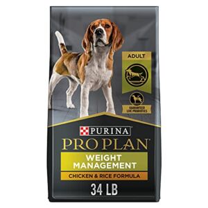 Purina Pro Plan Weight Management Dog Food With Probiotics for Dogs, Chicken & Rice Formula – 34 lb. Bag