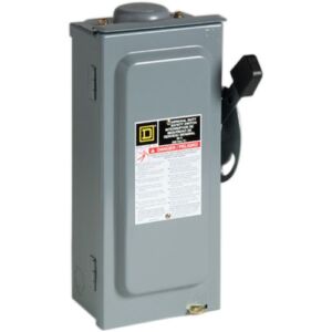 Square D – D322NRB General Duty Safety Switch, Gray, Small, Fusible, 60-Amp, 240V, 3-Pole, 15 HP, Outdoor, W/Neutral