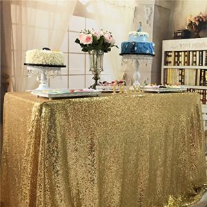 TRLYC 70×120 Rectanglular Gold Wedding Sequin Table Cloth Seamless Sequin Tablecloth for Wedding