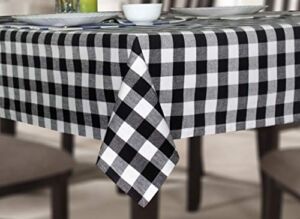 COTTON CRAFT Countryside Classic Gingham Buffalo Check Plaid Tablecloth- Premium Cotton- Halloween Harvest Autumn Fall Thanksgiving Holiday Christmas Xmas Dining Celebration Festive Party-60×102 Black