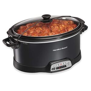 Hamilton Beach Programmable Slow Cooker with Three Temperature Settings, 7-Quart + Lid Latch Strap, Black
