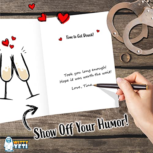 Super Funny Engagement Card by Witty Yeti. 5″x7″ Fun Greeting Card. Hilarious Adult Wedding Gift for Bride or Groom. Perfect Way to Say Congratulations at Bridal Shower, Bachelorette or Bachelor Party | The Storepaperoomates Retail Market - Fast Affordable Shopping