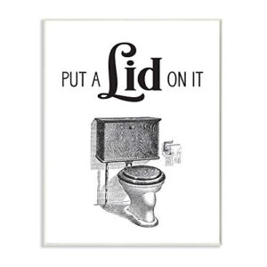 Stupell Industries Put A Lid On It Toilet Bathroom Word, Design by Artist Lettered and Lined Wall Art, 10 x 15, Wood Plaque