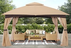 Moorehead Patio Gazebo 10 Ft x 12 Ft with Netting and Pole Covering by ABCCANOPY