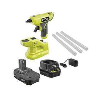 Techtronics Ryobi ONE+ 18V Cordless Compact Glue Gun Kit with 1.5 Ah Compact Lithium-Ion Battery and 18V Charger