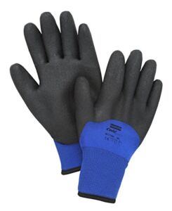 North by Honeywell NF11HD/9L NorthFlex Cold Grip NF11HD Foam PVC 3/4 Coated Insulated Gloves, Nylon, Large, Black/Blue