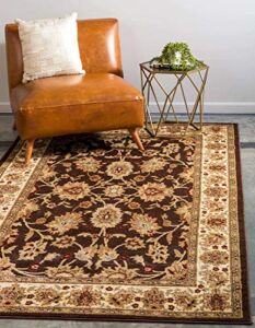 Unique Loom Voyage Collection Traditional Oriental Classic Intricate Design Area Rug, 5 ft x 8 ft, Brown/Tan