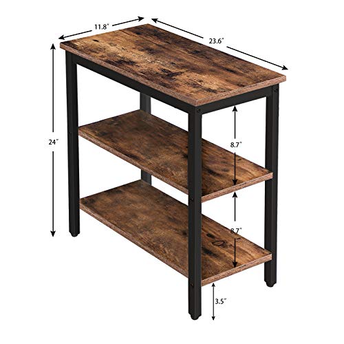HOOBRO End Table, Simple Rustic Side Table with 3-Tier Storage Shelf, Narrow Nightstand for Small Spaces, Easy Assembly, for Living Room, Entryway, Metal, Industrial Design, Rustic Brown BF14BZ01 | The Storepaperoomates Retail Market - Fast Affordable Shopping