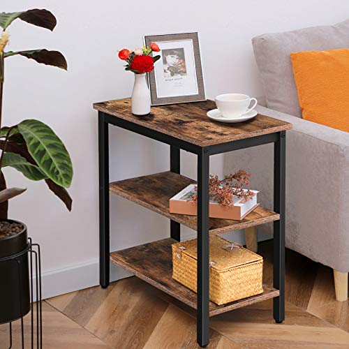 HOOBRO End Table, Simple Rustic Side Table with 3-Tier Storage Shelf, Narrow Nightstand for Small Spaces, Easy Assembly, for Living Room, Entryway, Metal, Industrial Design, Rustic Brown BF14BZ01 | The Storepaperoomates Retail Market - Fast Affordable Shopping
