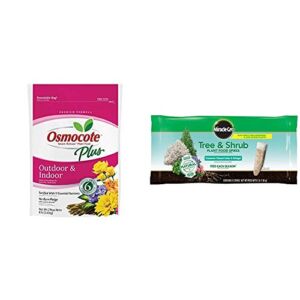 Osmocote 274850 Smart-Release Plant Food Plus Outdoor & Indoor, 8 lbs & Miracle-GRO Tree & Shrub Plant Food Spikes, 12 Spikes/Pack